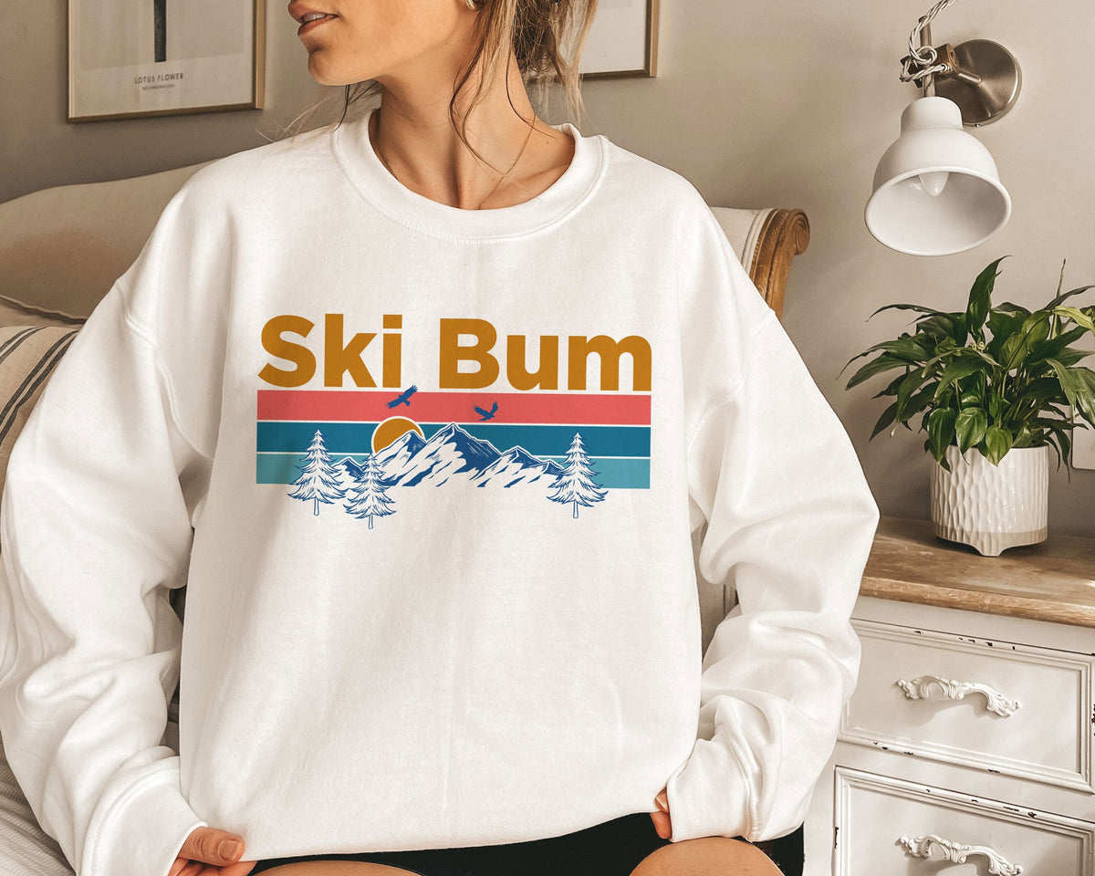 Ski Bum Sweatshirt Mountain Sunset Unisex Ski Bum Sweatshirt Personalization Available Sweatshirt – Cozy Vibes · Top Pick For Any Outfit