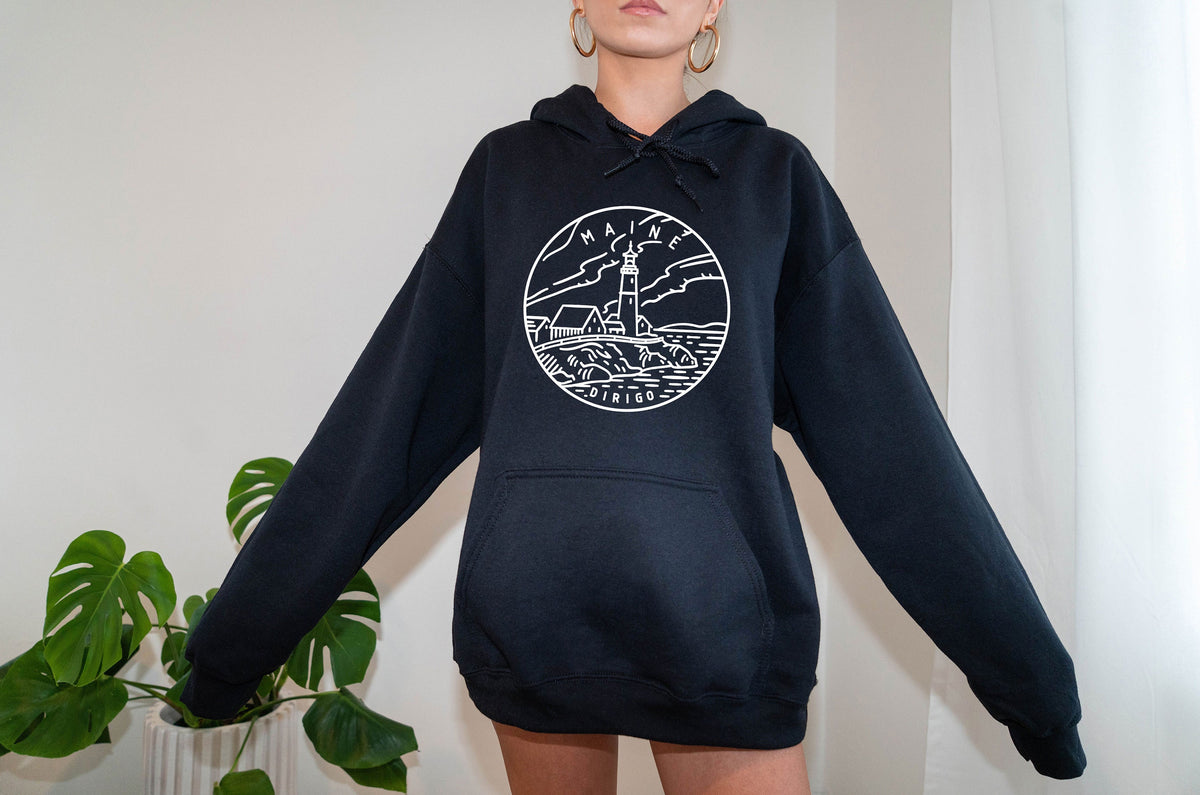 Maine Hoodie State Design Adult Unisex Maine Sweatshirt Personalization Available Hoodie – Bold Style · Great Gift For Fans