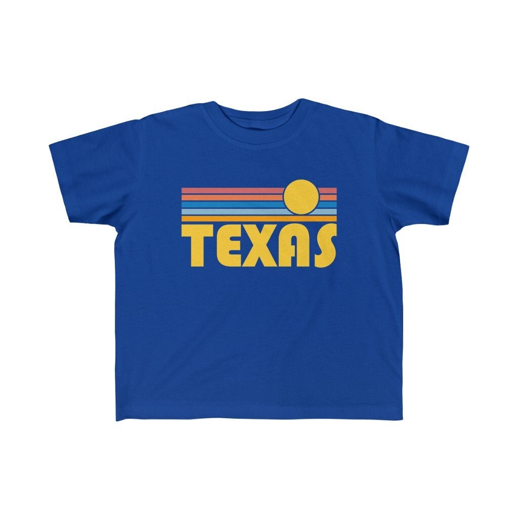 Texas Toddler Shirt Retro Sunrise Texas Kid39s TShirt Personalization Available Graphic Tee – Cozy Vibes · High-Quality Print