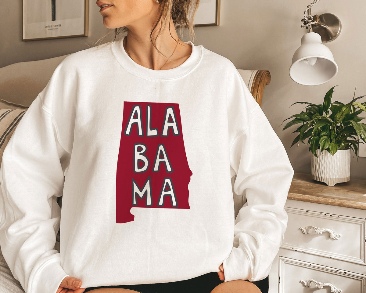Alabama Sweatshirt State Design Unisex Crewneck Alabama Sweatshirt Personalization Available Sweatshirt – Aesthetic Look · High-Quality Print
