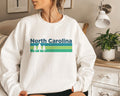 North Carolina Sweatshirt Retro Trees Adult Unisex Crewneck North Carolina Sweatshirt Personalization Available Sweatshirt – Warm & Stylish · High-Quality Print