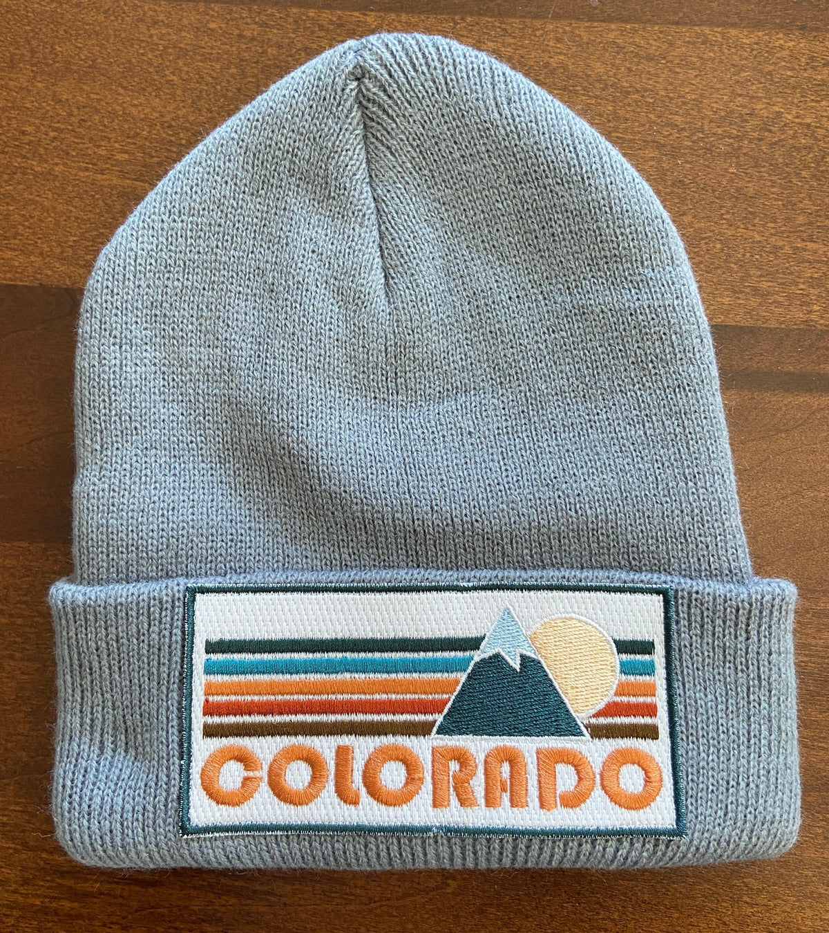 Colorado Infant Beanie Newborn 12 months Retro Mountain Colorado Baby Knit Hat Personalization Available Graphic Tee – Warm & Stylish · Top Pick For Any Outfit
