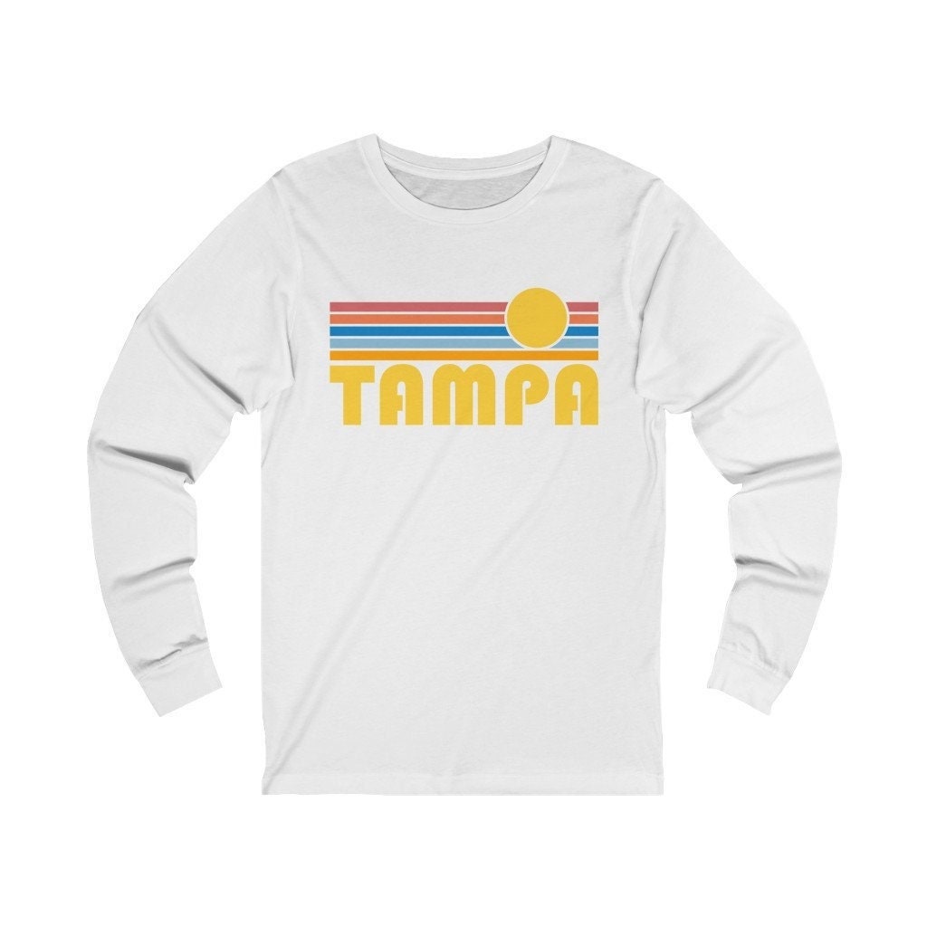 Tampa Florida Long Sleeve Shirt Unisex Retro Sun Long Sleeve Tampa T Shirt Personalization Available Graphic Tee – Warm & Stylish · High-Quality Print