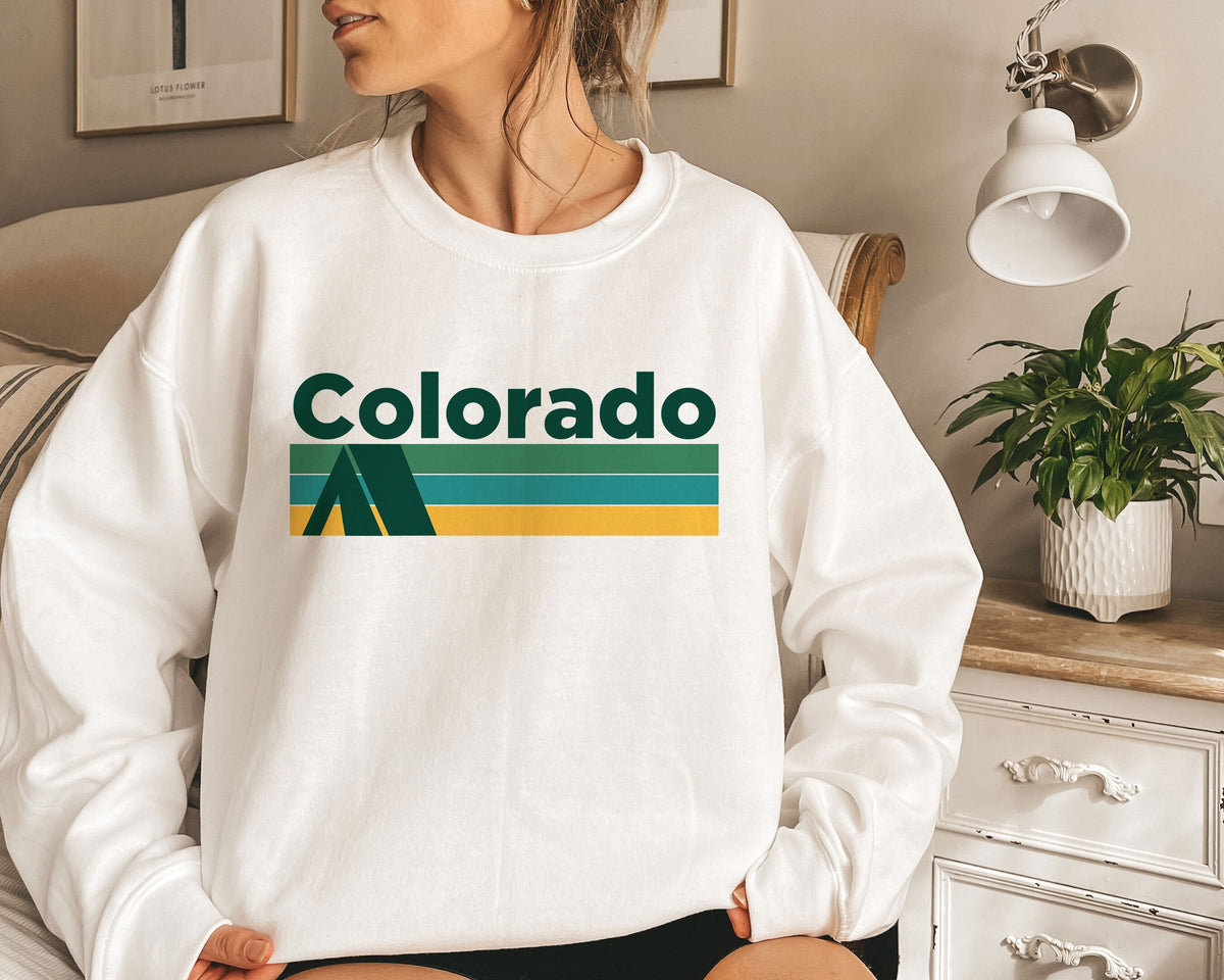 Colorado Sweatshirt Retro Camping Adult Unisex Crewneck Colorado Sweatshirt Personalization Available Sweatshirt – Everyday Comfort · Trending Graphic Apparel