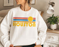 Houston Texas Sweatshirt Retro Sunrise Unisex Houston Sweatshirt Personalization Available Sweatshirt – Premium Graphic · Great Gift For Fans
