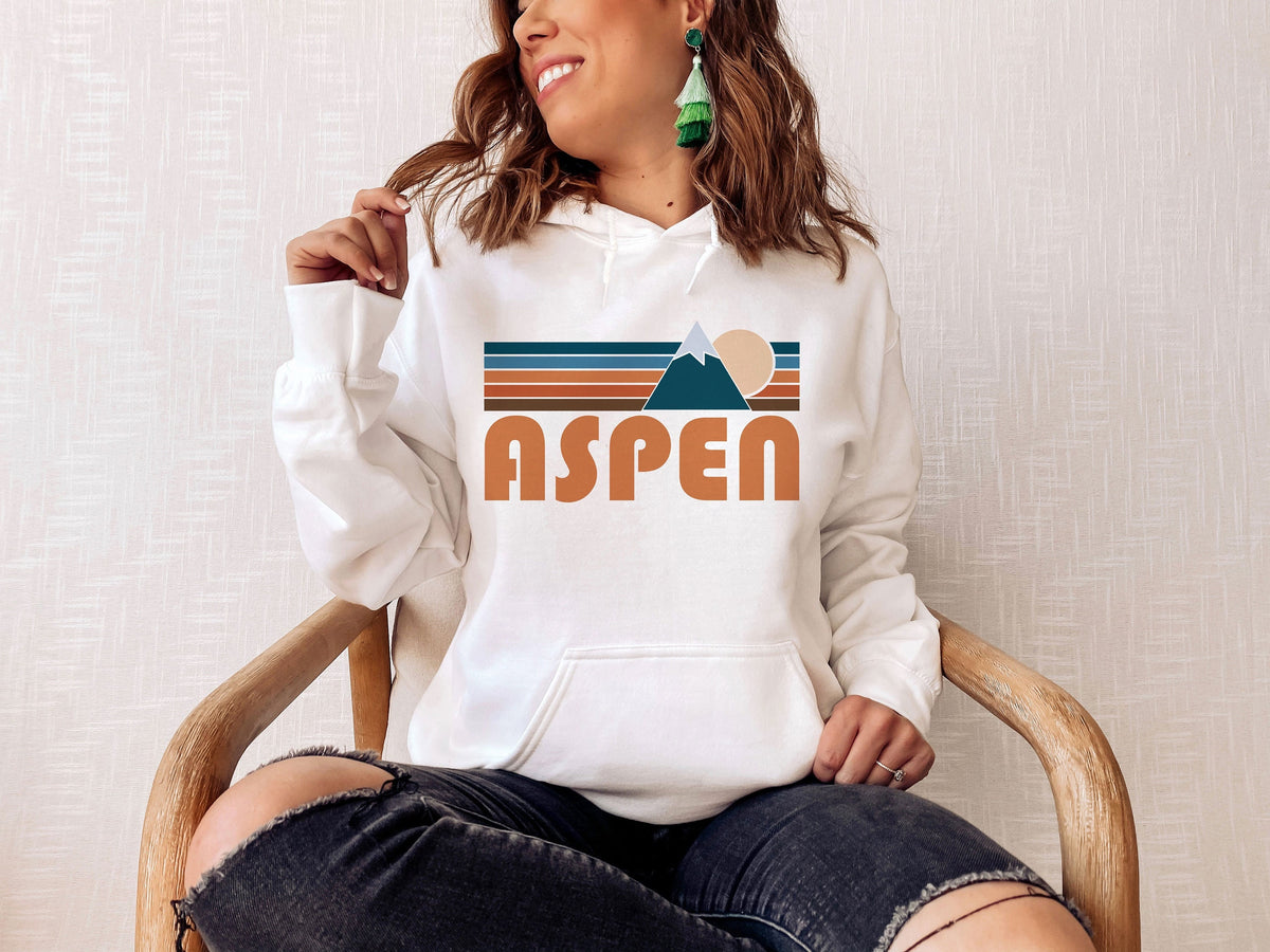 Aspen Colorado Hoodie Retro Mountain Unisex Aspen Sweatshirt Personalization Available Hoodie – Warm & Stylish · Great Gift For Fans