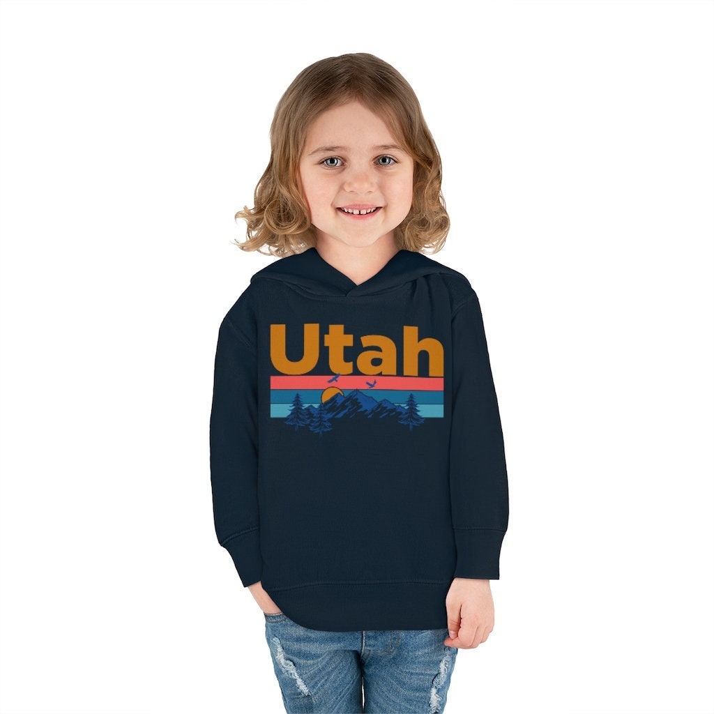 Utah Toddler Hoodie Retro Mountain Sun Unisex Utah Toddler Sweatshirt Personalization Available Hoodie – Cozy Vibes · Great Gift For Fans