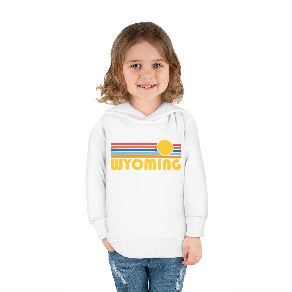 Wyoming Toddler Hoodie Retro Sunrise Unisex Wyoming Toddler Sweatshirt Personalization Available Hoodie – Fan Favorite · Trending Graphic Apparel
