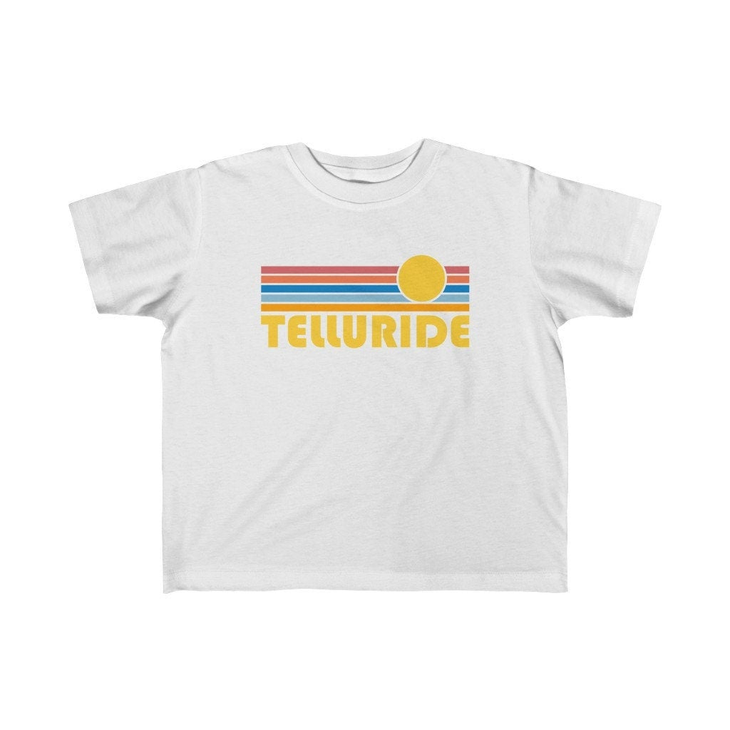 Telluride Toddler Shirt Retro Sunrise Telluride Colorado Kid39s TShirt Personalization Available Graphic Tee – Aesthetic Look · Perfect For Daily Wear