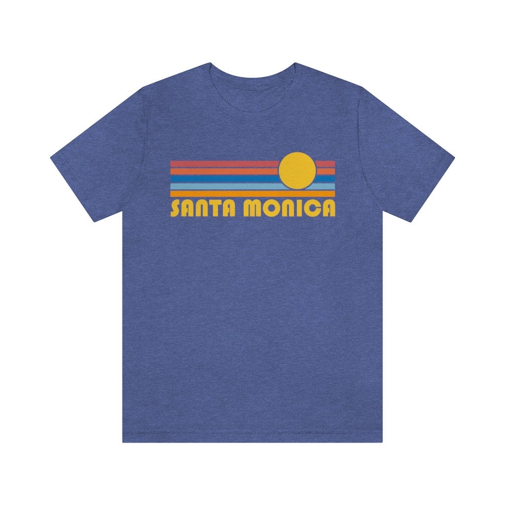 Santa Monica California TShirt Retro Sunrise Adult Unisex Santa Monica TShirt Personalization Available Graphic Tee – Cozy Vibes · Great Gift For Fans
