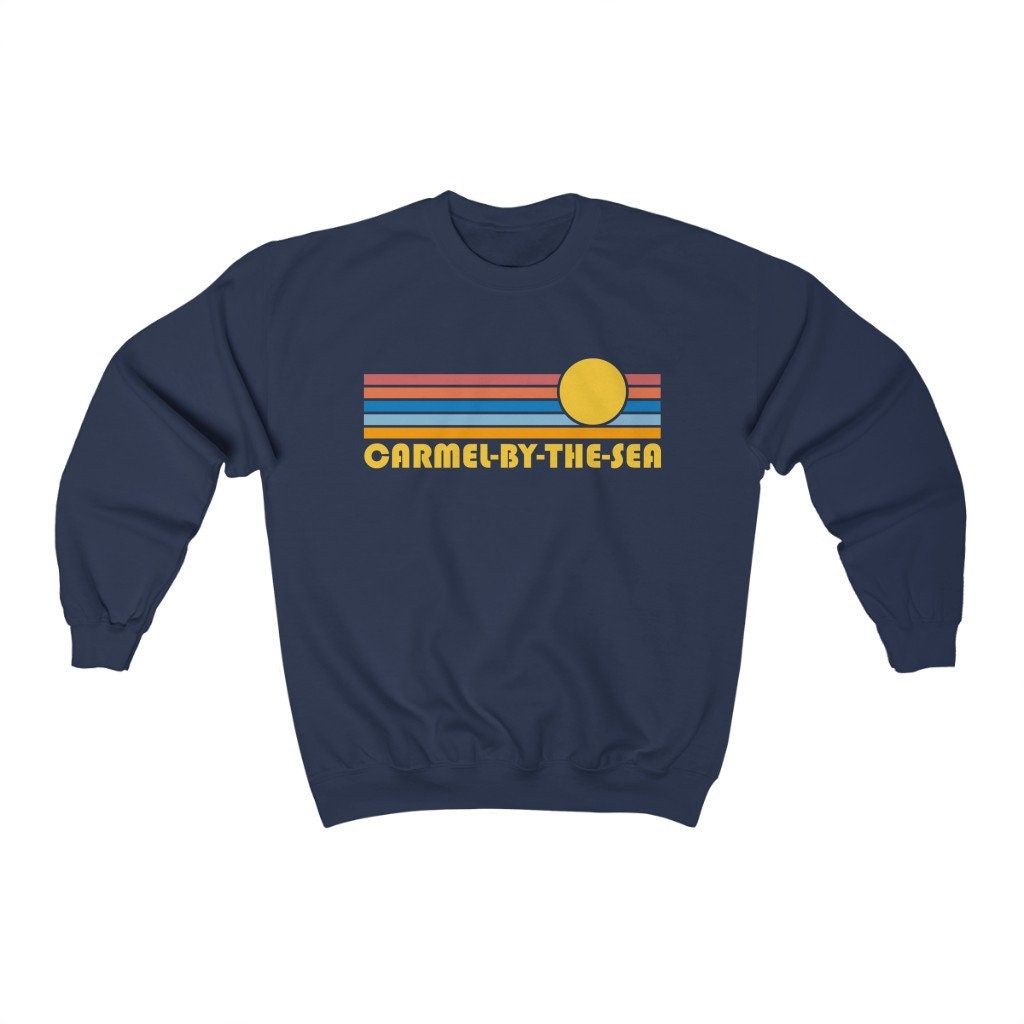 CarmelByTheSea California Crewneck Sweatshirt Retro Sunrise Unisex CarmelByTheSea Sweatshirt Personalization Available Sweatshirt – Bold Style · High-Quality Print