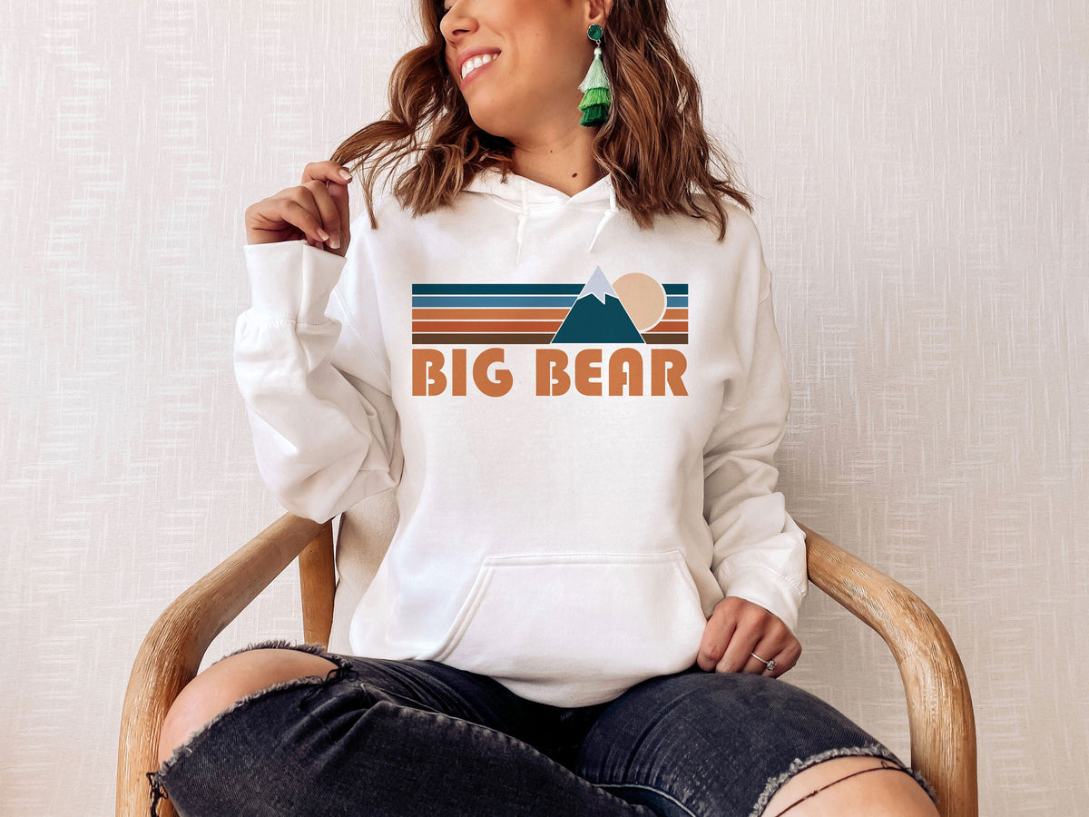 Big Bear California Hoodie Retro Mountain Unisex Big Bear Sweatshirt Personalization Available Hoodie – Soft Feel · Perfect For Daily Wear