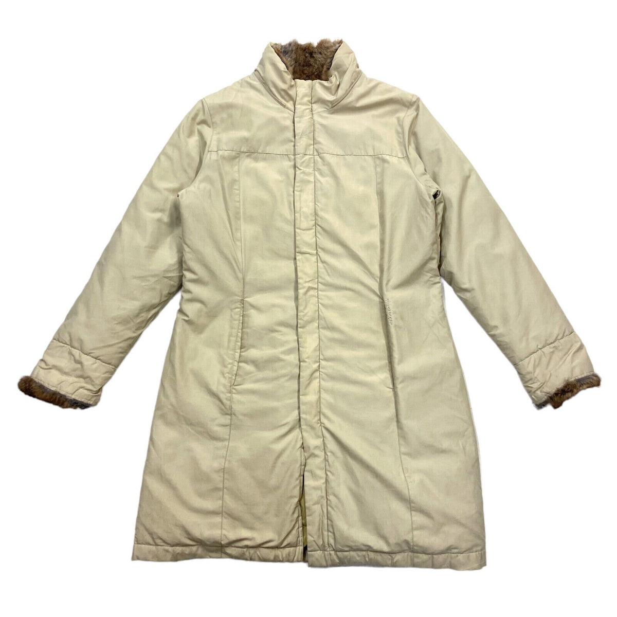 Woolrich Womens Long Fur Trim Puffer Coat Vintage Designer Beige Outdoor Wear Graphic Tee – Easygoing Wear · Must-Have Style