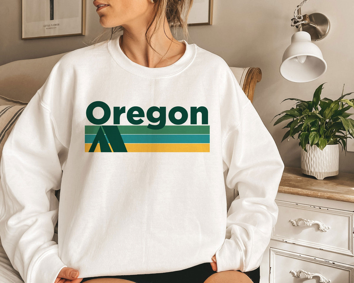 Oregon Sweatshirt Retro Camping Adult Unisex Crewneck Oregon Sweatshirt Personalization Available Sweatshirt – Cozy Vibes · Trending Graphic Apparel