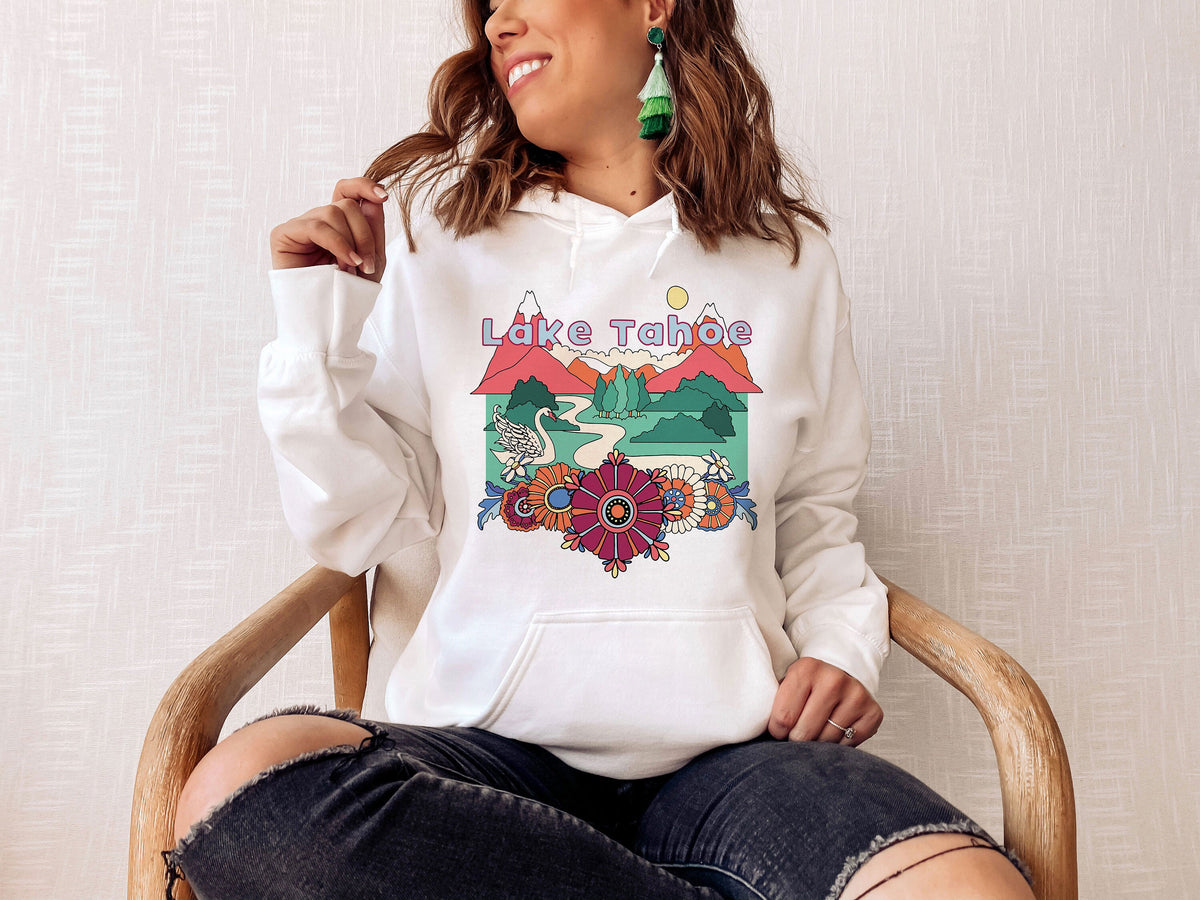 Lake Tahoe California Hoodie Boho Mountain Unisex Lake Tahoe Hoodie Sweatshirt Personalization Available Hoodie – Feel-Good Design · Trending Graphic Apparel