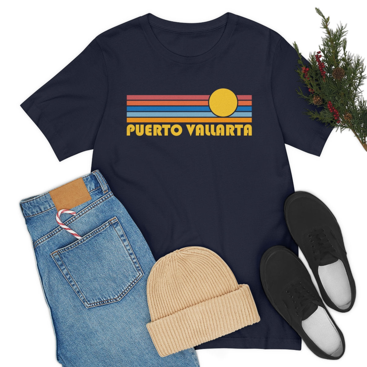 Puerto Vallarta Mexico TShirt Retro Sunrise Adult Unisex Puerto Vallarta T Shirt Personalization Available Graphic Tee – Aesthetic Look · Perfect For Daily Wear