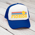 Florida Hat Retro Sunrise Foam Florida Trucker Cap Personalization Available Graphic Tee – Feel-Good Design · Perfect For Daily Wear