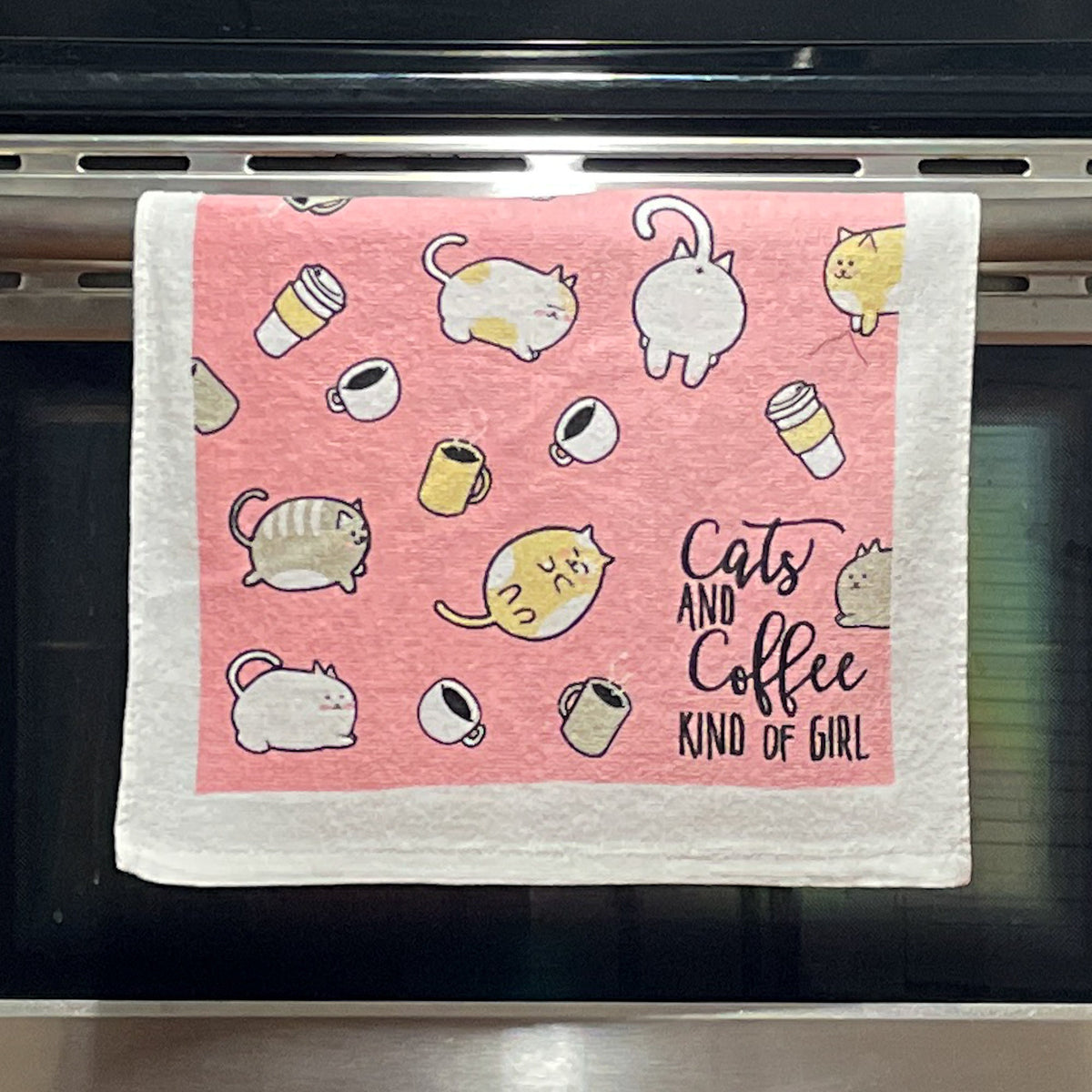 Cats and Coffee Kind of Girl Tea Towels Funny Hand Towels Housewarming Gift Christmas Gift Hostess Gift Cat Mom Gifts Cat Towels Graphic Tee – Easygoing Wear · Trending Graphic Apparel