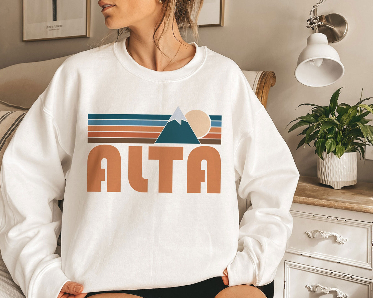 Alta Utah Sweatshirt Unisex Retro Mountain Crewneck Alta Sweatshirt Personalization Available Sweatshirt – Soft Feel · Great Gift For Fans