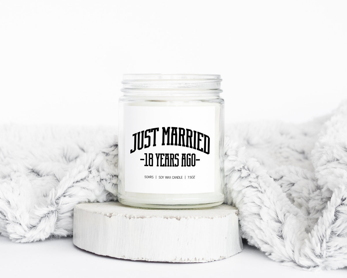18th Anniversary 18 Years Wedding Married Gifts Funny Candle Housewarming Soy Wax Scented Decor Graphic Tee – Bold Style · Must-Have Style