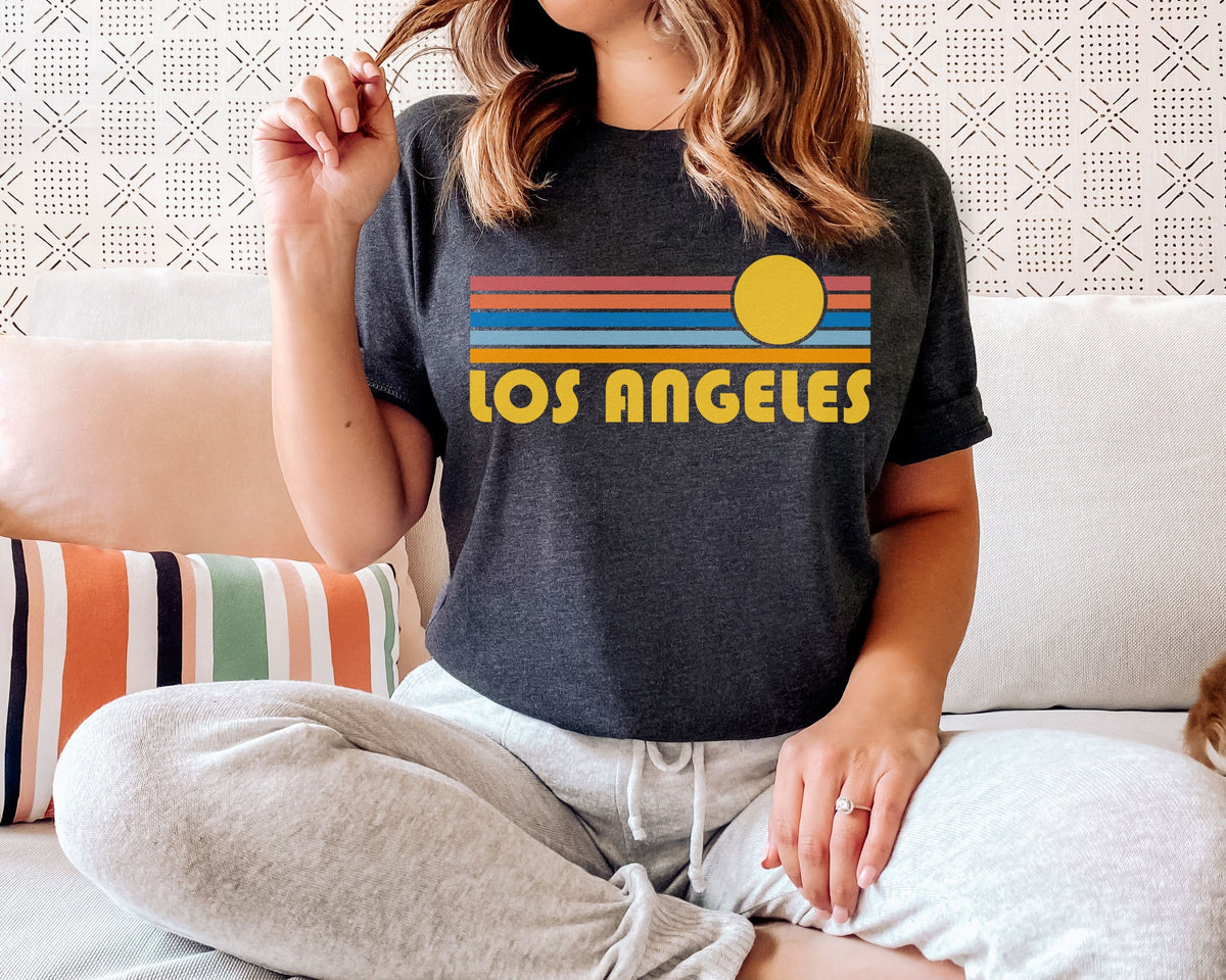 Los Angeles TShirt Retro Sunset Adult Unisex Los Angeles California T Shirt Personalization Available Graphic Tee – Fan Favorite · Top Pick For Any Outfit