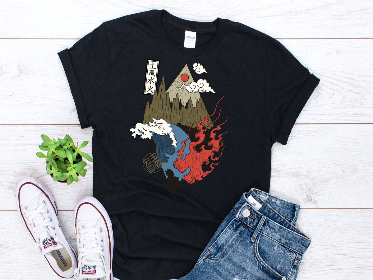 Four Elements Shirt Meditation Shirt Avatar Elements Shirt Mediated Shirt Nature Elements Shirt Yoga Water Fire Air Earth Symbol Shirt Graphic Tee – Everyday Comfort · Top Pick For Any Outfit