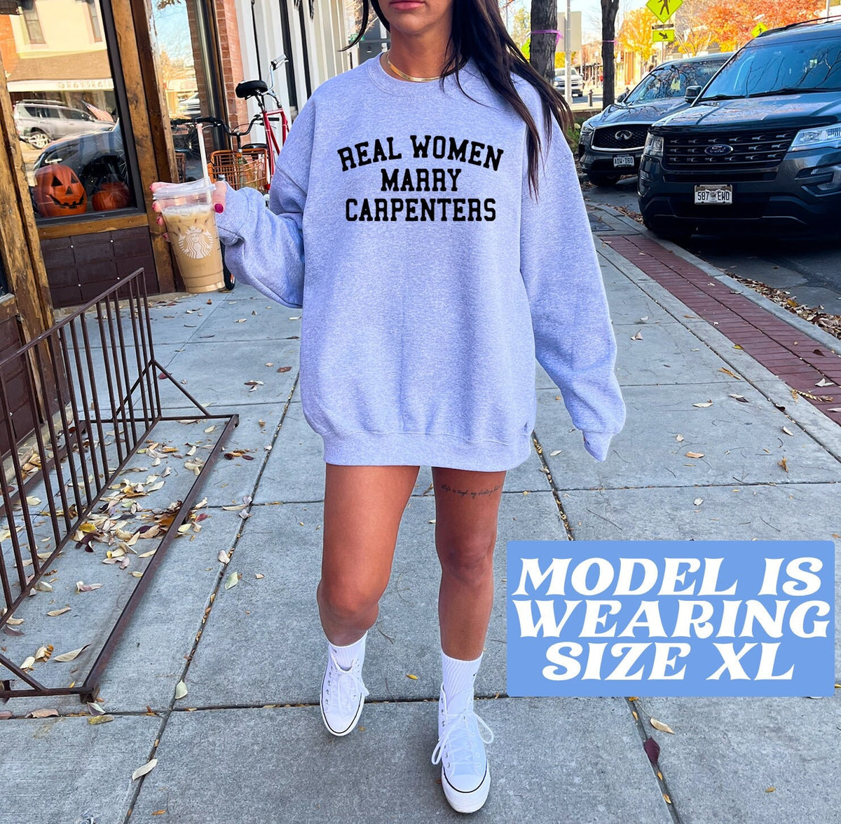 Carpenter Wife Husband Wedding Engagement Anniversary Sweatshirt Gifts Funny Sweater Shirt Jumper Men Women Him Her Sweatshirt – Cozy Vibes · Must-Have Style