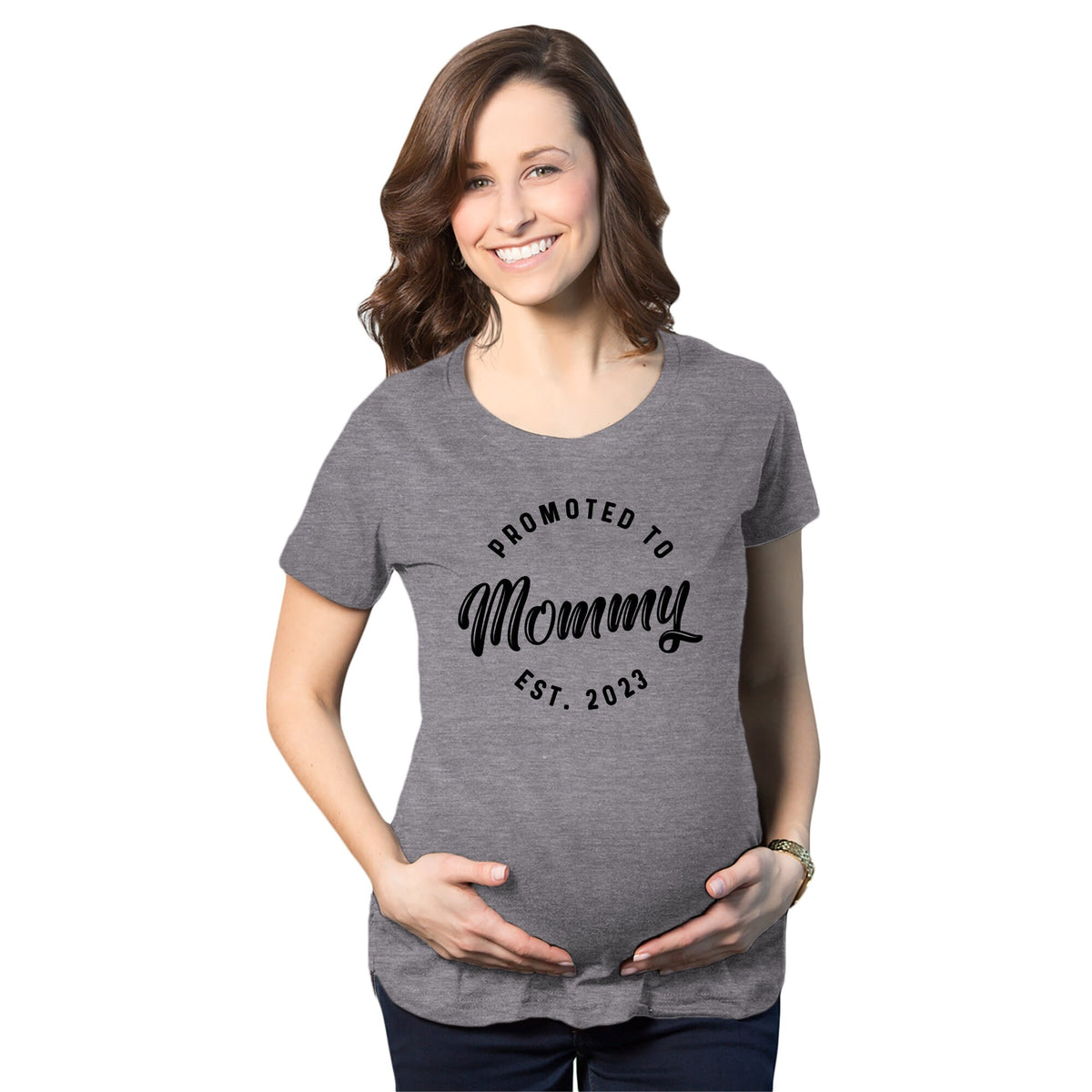 Cute Maternity Belly Shirts New Mom T Shirt Promoted To Mommy Funny Maternity Shirt EST 2023 Baby Announcement Shirt Graphic Tee – Fan Favorite · Must-Have Style