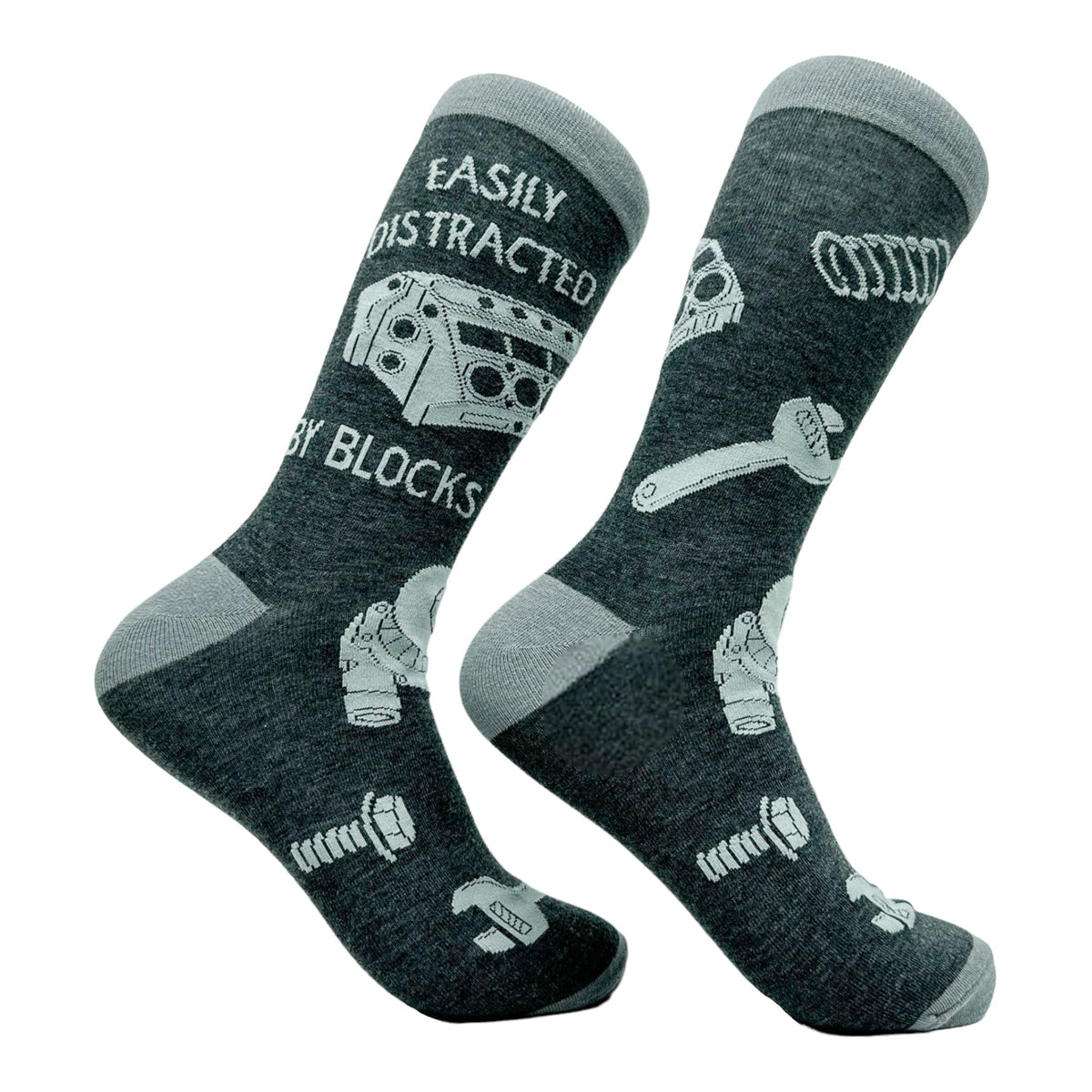 Easily Distracted By Blocks Car Guy Socks Mechanic Funny Dad Socks Tools Socks Mechanic Socks Dad Gifts Under 20 Compression Socks Graphic Tee – Aesthetic Look · Perfect For Daily Wear