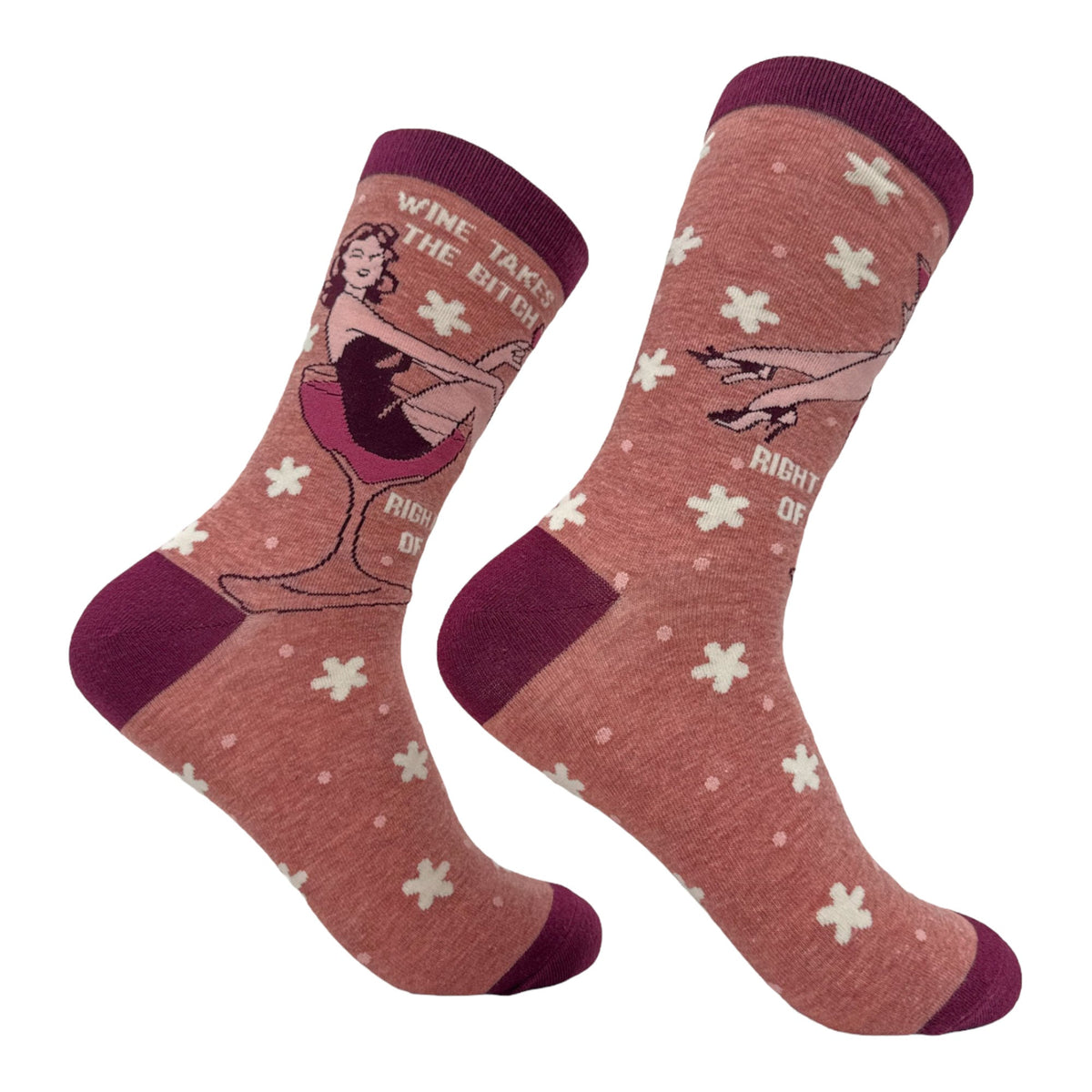 Wine Takes The Bitch Right Out Of Me Wine Socks Wine Drinking Socks Wine Lover Gifts Novelty Socks Funny Socks Wine Socks For Women Graphic Tee – Soft Feel · Perfect For Daily Wear