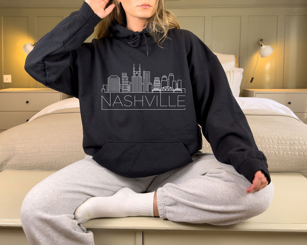Nashville Hoodie Adult Unisex Skyline Nashville Tennessee Hoodie Sweatshirt Personalization Available Hoodie – Cozy Vibes · Great Gift For Fans