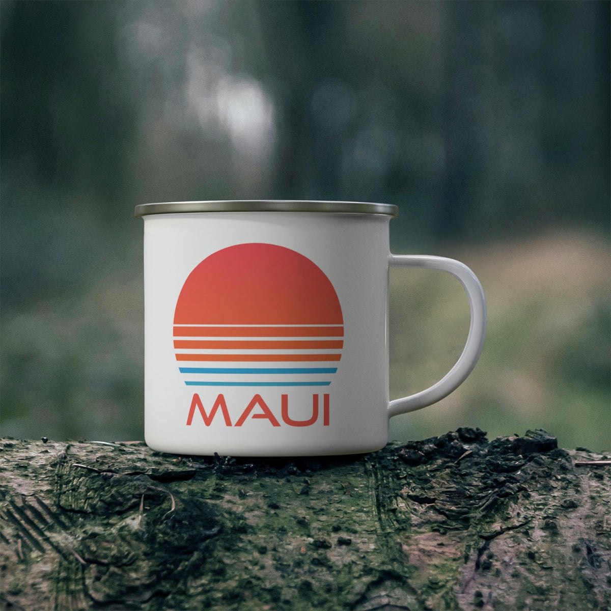 Maui Hawaii Camp Mug Retro 80s Enamel Camping Maui Mug Personalization Available Graphic Tee – Bold Style · Great Gift For Fans