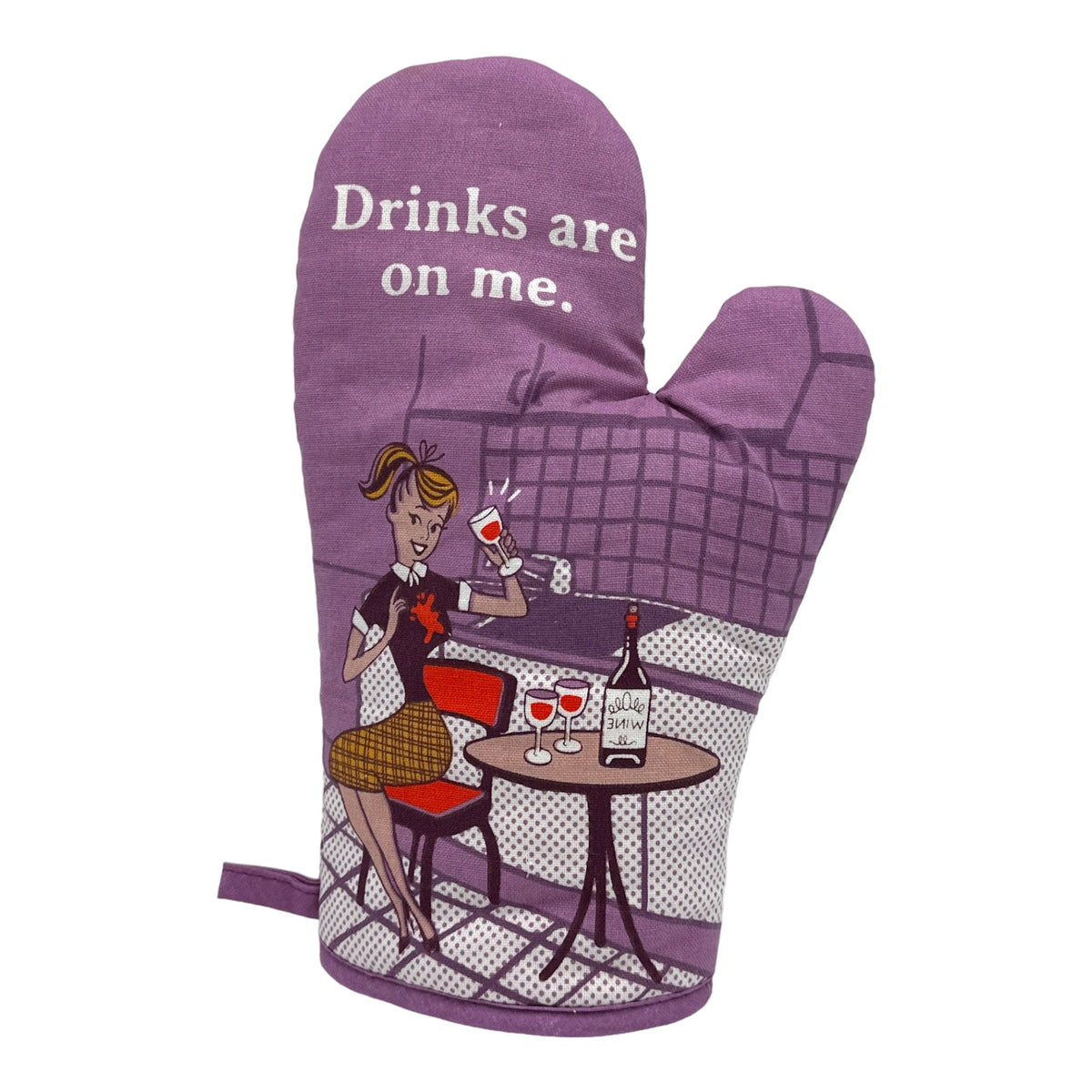 Drinks Are On Me Oven Mitt Housewarming Gift Pot Holder Christmas Gift Hostess Gift Funny Oven Mitts Vintage Wine Gifts Wine Lover Graphic Tee – Aesthetic Look · Must-Have Style