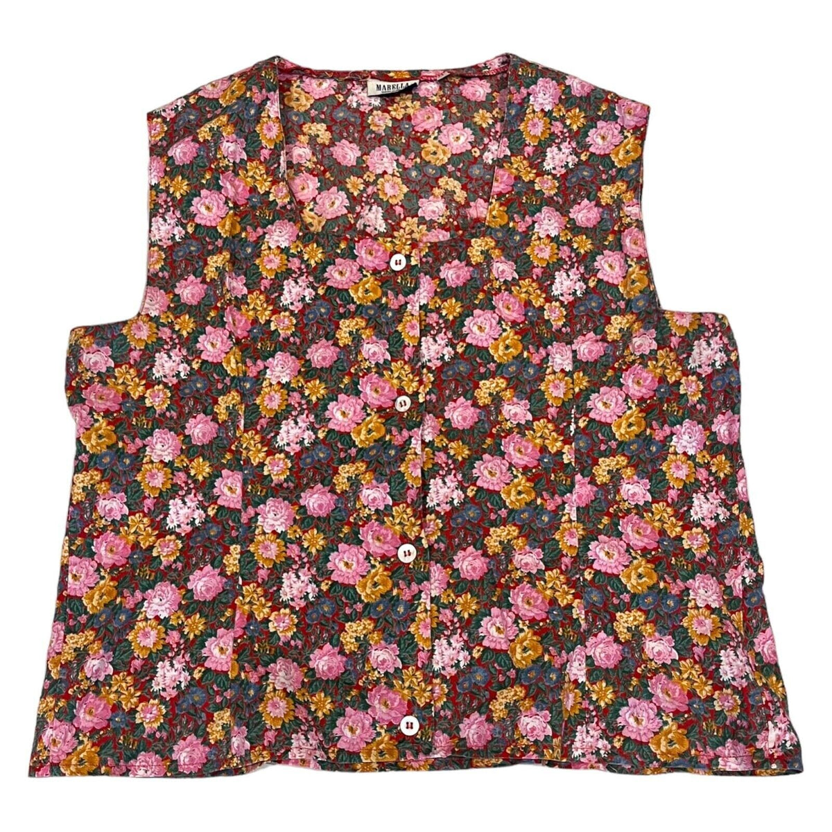 Marella Women39s All Over Floral Print Sleeveless Blouse Vintage Designer Graphic Tee – Warm & Stylish · Great Gift For Fans