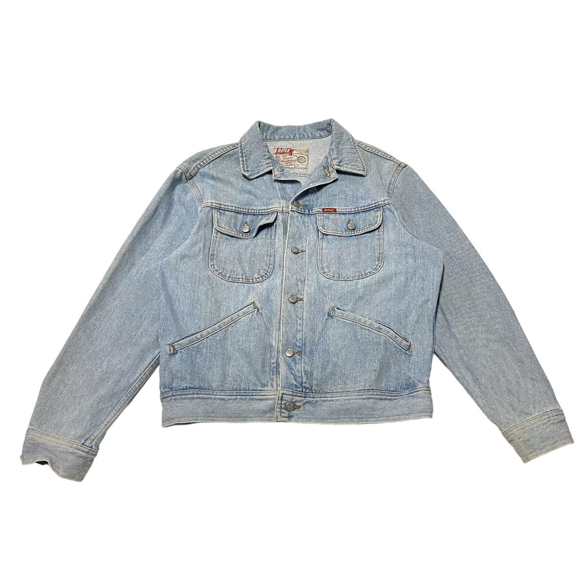 Rifle Button Up Denim Jean Jacket Vintage Western Style Designer Blue Small Graphic Tee – Cozy Vibes · Perfect For Daily Wear
