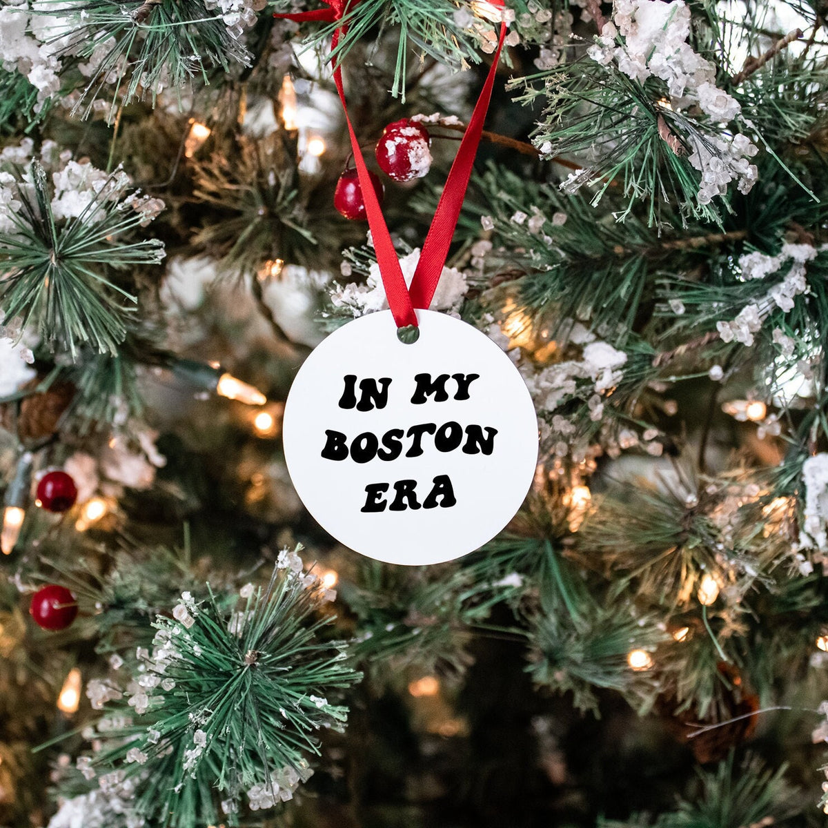 Boston Moving Away Gifts Ornament Round Christmas Stocking Stuffer Graphic Tee – Soft Feel · Must-Have Style