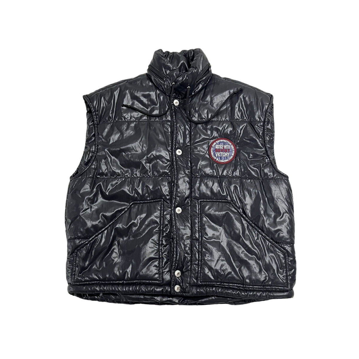 Justice With Soviet Victory Padded Gilet Vintage Puffer Bodywarmer Black VTG Graphic Tee – Bold Style · Perfect For Daily Wear