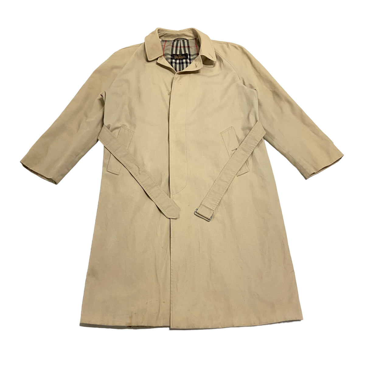 Herno Check Lined Long Overcoat Vintage High End Designer Beige Trench Coat Graphic Tee – Everyday Comfort · Must-Have Style