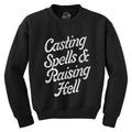 Casting Spells Raising Hell Halloween Crewnecks Witch Crewneck Witch Shirts Funny Sweatshirts Funny Halloween Shirts Vintage Witch Sweatshirt – Soft Feel · Perfect For Daily Wear