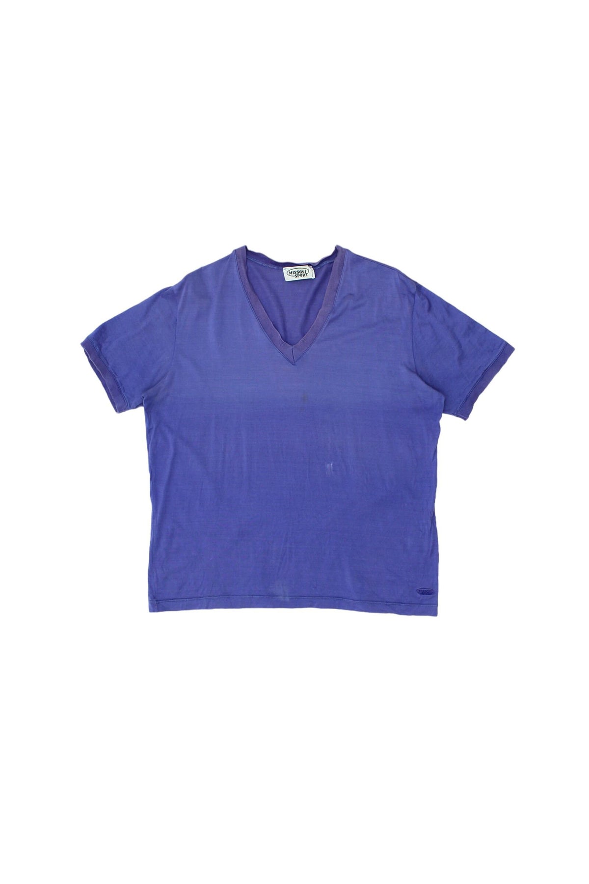 Missoni Sport V Neck Tshirt Vintage High End Designer Cotton Purple Small VTG Graphic Tee – Warm & Stylish · Perfect For Daily Wear