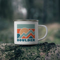 Boulder Colorado Camp Mug Retro Enamel Campfire Boulder Mug Personalization Available Graphic Tee – Soft Feel · Great Gift For Fans