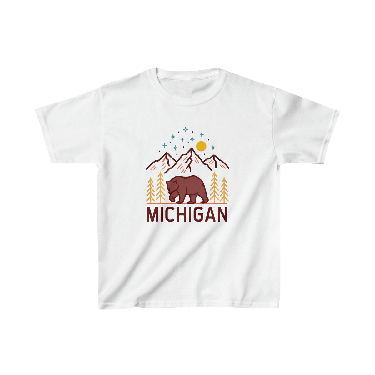 Michigan Youth Shirt Retro Mountain Michigan Kid39s TShirt Personalization Available Graphic Tee – Easygoing Wear · Great Gift For Fans
