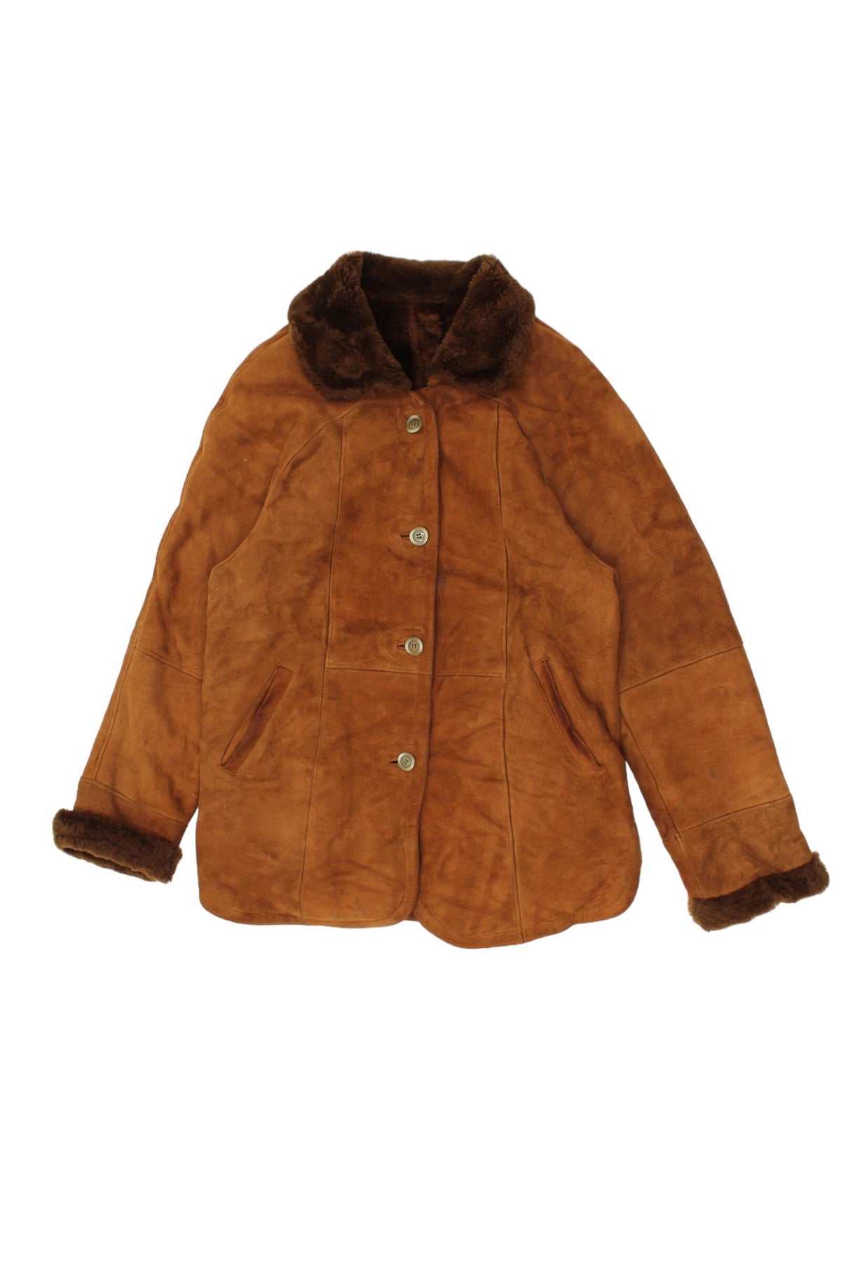 Vintage Women39s Suede Sherpa Coat High End Luxury Wool Lined Brown Button Up Graphic Tee – Cozy Vibes · Top Pick For Any Outfit