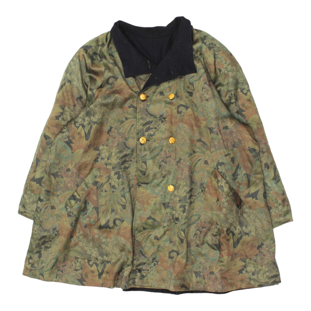 Vintage Long Reversible Double Breasted Patterned Coat High End Green Navy VTG Graphic Tee – Premium Graphic · Trending Graphic Apparel