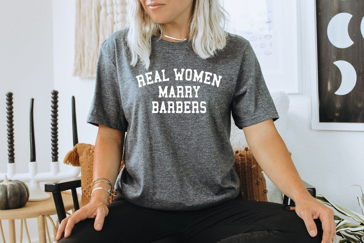 Barber Wife Husband Wedding Engagement Anniversary Shirt Gifts Funny Tee Tshirt Men Women Him Her Graphic Tee – Aesthetic Look · Must-Have Style