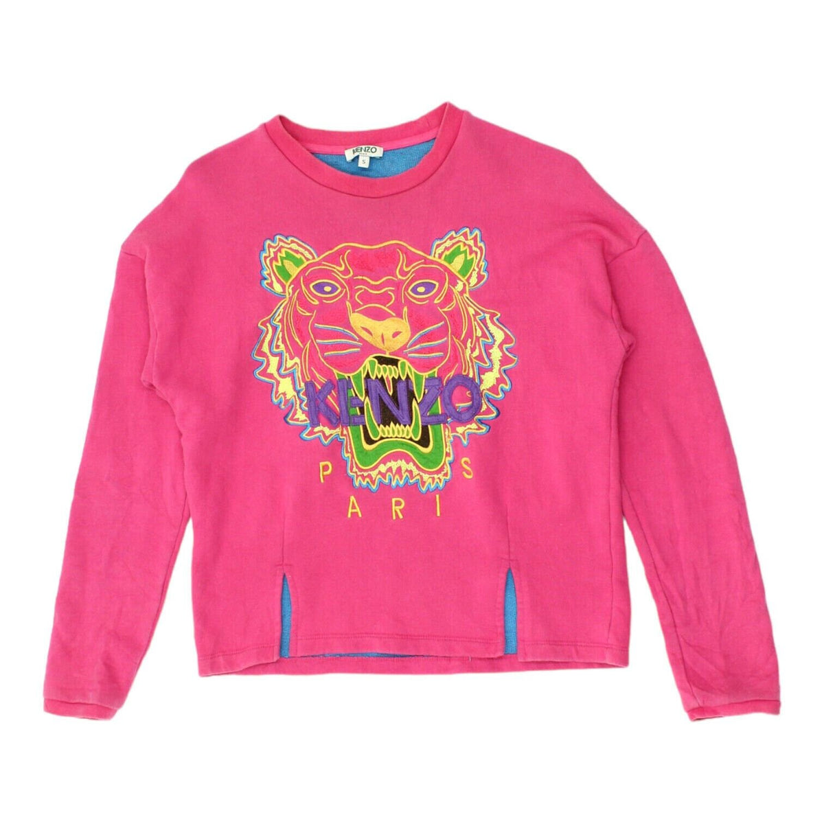 Kenzo Womens Pink Embroidered Tiger Sweatshirt Vintage High End Designer VTG Sweatshirt – Warm & Stylish · Perfect For Daily Wear