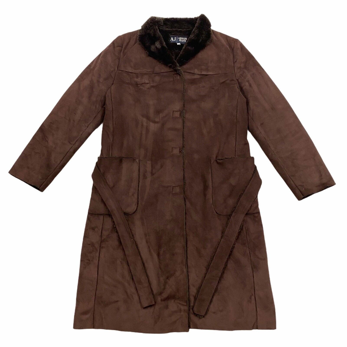 AJ Armani Jeans Women39s Long Fluffy Coat Vintage High End Designer Brown VTG Graphic Tee – Soft Feel · Trending Graphic Apparel