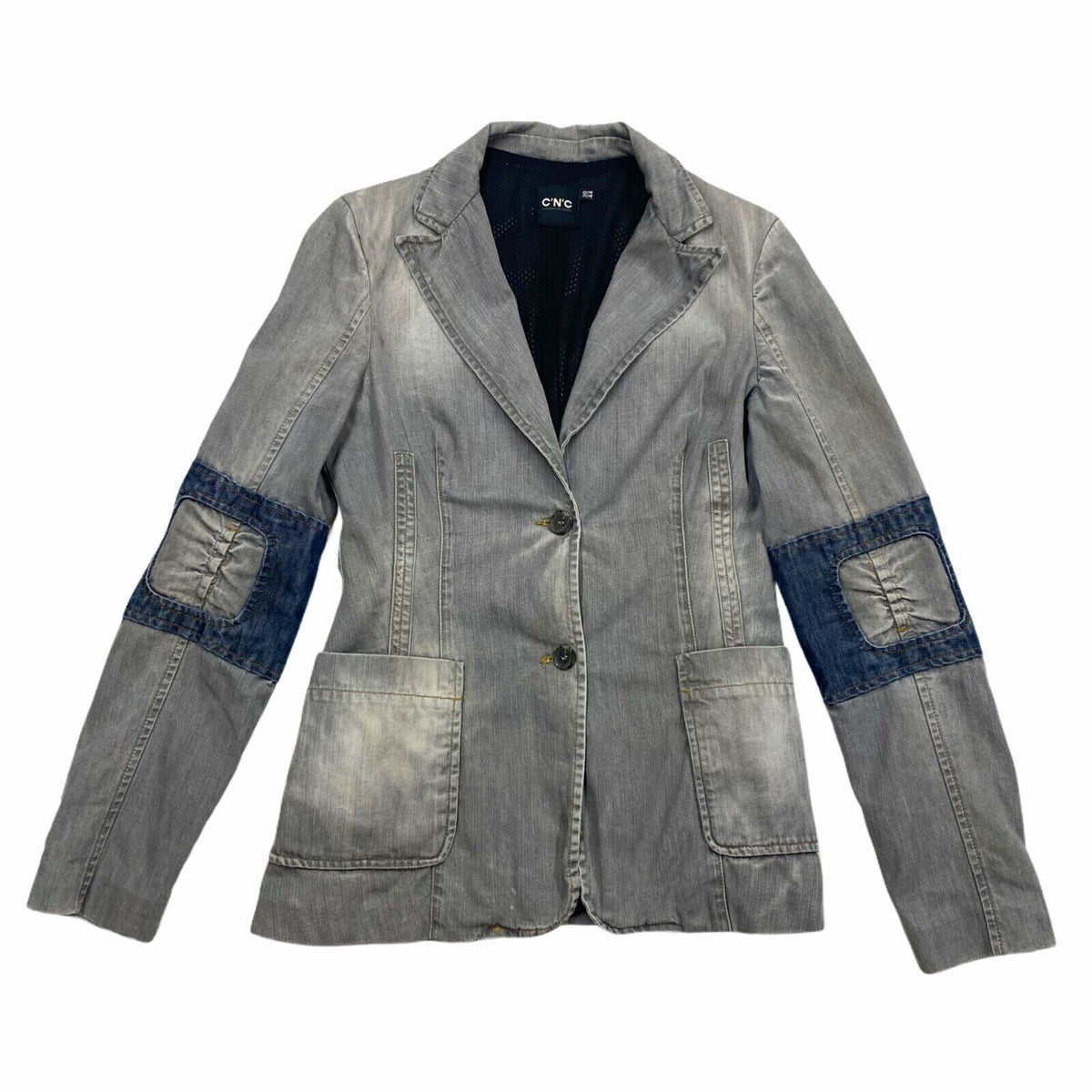 C39N39C CoSTUME NATIONAL Women39s Denim Blazer Jacket Vintage Designer Jeans Grey Graphic Tee – Aesthetic Look · Perfect For Daily Wear