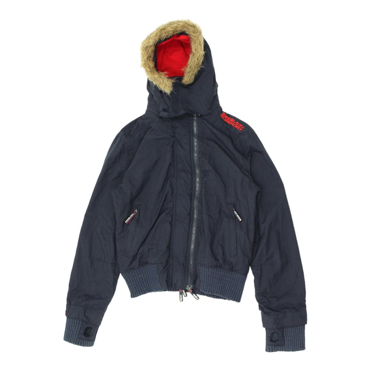 Superdry Proffessional Womens Windbomber Navy Faux Fur Jacket Vintage Designer Graphic Tee – Warm & Stylish · Top Pick For Any Outfit
