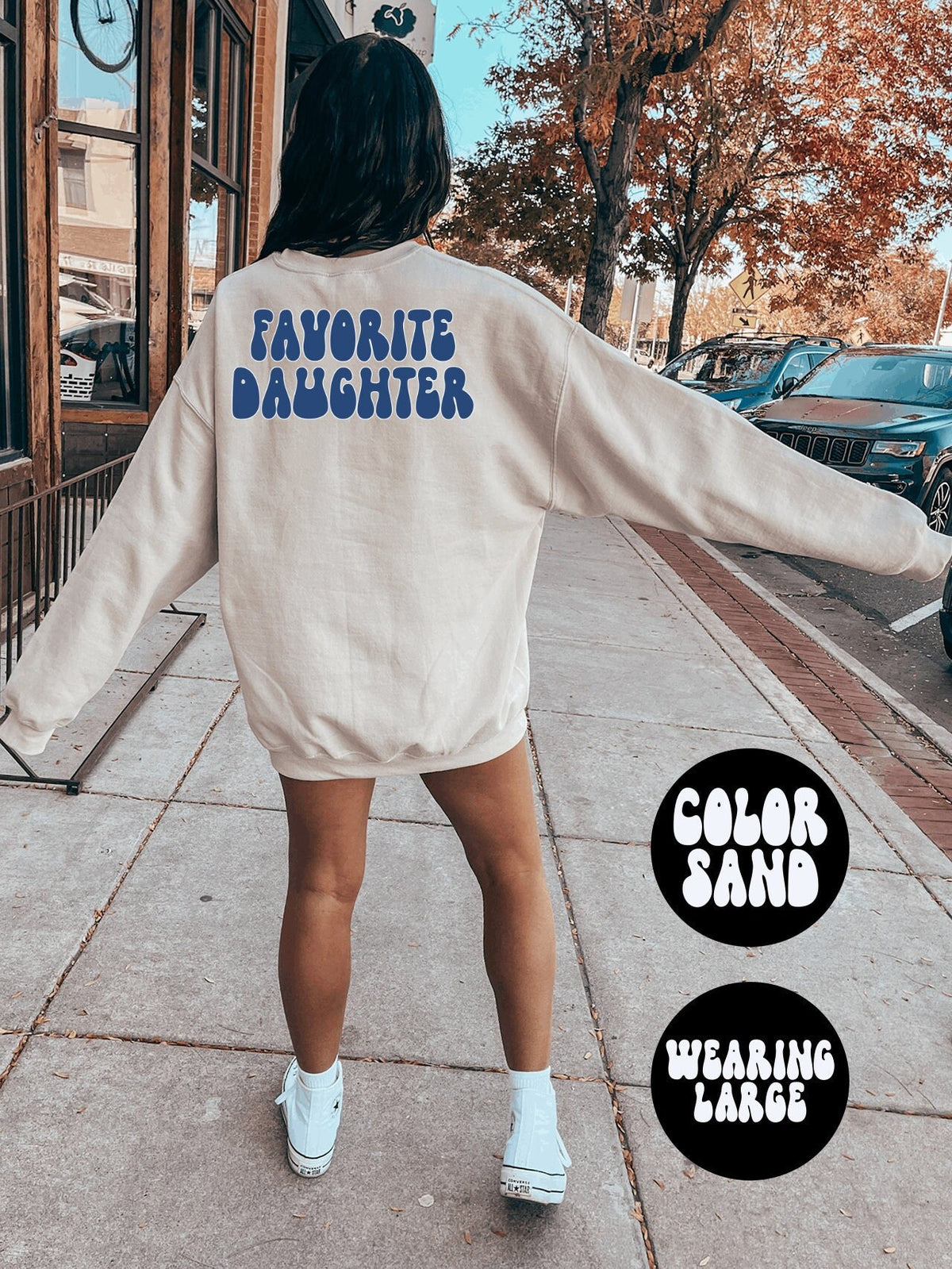 Favorite Daughter Birthday Funny From Mom BACK PRINT Sweatshirt Gifts Crewneck Funny Sweater Shirt Jumper Men Women Him Her Sweatshirt – Fan Favorite · Must-Have Style